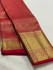 Classic Carmine Red 2gm Zari Bridal Elegance Kanchipuram Handloom Silk Saree SS25527