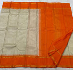 Load image into Gallery viewer, Classic Cream &amp; Orange 2gm Zari Kanchipuram Handloom Silk Saree SS25525

