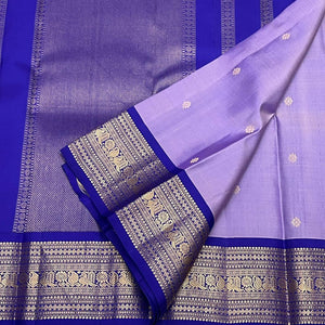 Classic Lavender & Royal Blue 2gm Zari Kanchipuram Handloom Silk Saree SS25524