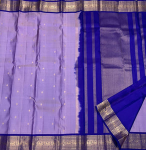 Classic Lavender & Royal Blue 2gm Zari Kanchipuram Handloom Silk Saree SS25524