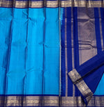 Load image into Gallery viewer, Classic Azure Blue &amp; Navy Blue 2gm Zari Kanchipuram Handloom Silk Saree SS25523
