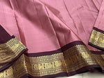 Load image into Gallery viewer, Classic Nude Pink &amp; Plum 2gm Zari Kanchipuram Handloom Silk Saree SS25521
