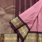 Load image into Gallery viewer, Classic Nude Pink &amp; Plum 2gm Zari Kanchipuram Handloom Silk Saree SS25521
