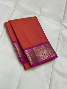Classic Orange & Pink 2gm Zari Kanchipuram Handloom Silk Saree SS25520