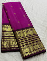 Load image into Gallery viewer, Classic Raisin Purple &amp; Coffee Brown 2gm Zari Kanchipuram Handloom Silk Saree SS25519
