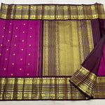 Load image into Gallery viewer, Classic Raisin Purple &amp; Coffee Brown 2gm Zari Kanchipuram Handloom Silk Saree SS25519
