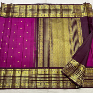 Classic Raisin Purple & Coffee Brown 2gm Zari Kanchipuram Handloom Silk Saree SS25519