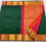 Load image into Gallery viewer, Classic Green &amp; Orange Pink 2gm Zari Kanchipuram Handloom Silk Saree SS25513
