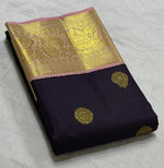 Load image into Gallery viewer, Dark Plum &amp; Baby Pink 2gm Zari Kanchipuram Handloom Silk Saree SS25511
