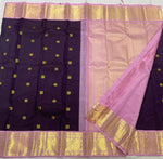 Load image into Gallery viewer, Dark Plum &amp; Baby Pink 2gm Zari Kanchipuram Handloom Silk Saree SS25512
