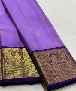 Classic Lavender & Violet 2gm Zari Kanchipuram Handloom Silk Saree SS25510