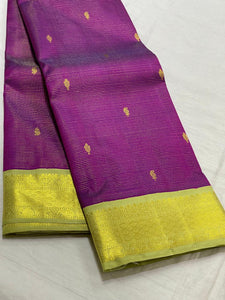 Classic Vadamalli & Pastel Green 2gm Zari Kanchipuram Handloom Silk Saree SS25515