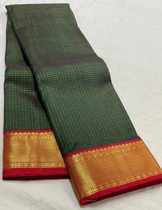 Classic Green & Red 2gm Zari Kanchipuram Handloom Silk Saree SS25514