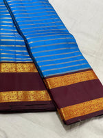 Load image into Gallery viewer, Classic Royal Blue &amp; Mahogany Red 2gm Zari Kanchipuram Handloom Silk Saree SS25517
