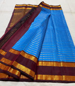 Load image into Gallery viewer, Classic Royal Blue &amp; Mahogany Red 2gm Zari Kanchipuram Handloom Silk Saree SS25517
