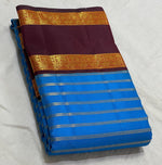 Load image into Gallery viewer, Classic Royal Blue &amp; Mahogany Red 2gm Zari Kanchipuram Handloom Silk Saree SS25517
