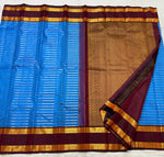 Load image into Gallery viewer, Classic Royal Blue &amp; Mahogany Red 2gm Zari Kanchipuram Handloom Silk Saree SS25517
