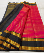 Load image into Gallery viewer, Classic Dark Pink &amp; Black 2gm Zari Kanchipuram Handloom Silk Saree SS25516
