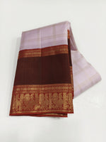 Load image into Gallery viewer, Classic Pastel Lilac Tint &amp; Mahogany Red 2gm Zari Kanchipuram Handloom Silk Saree SS25519
