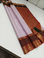 Load image into Gallery viewer, Classic Pastel Lilac Tint &amp; Mahogany Red 2gm Zari Kanchipuram Handloom Silk Saree SS25519

