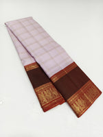 Load image into Gallery viewer, Classic Pastel Lilac Tint &amp; Mahogany Red 2gm Zari Kanchipuram Handloom Silk Saree SS25519
