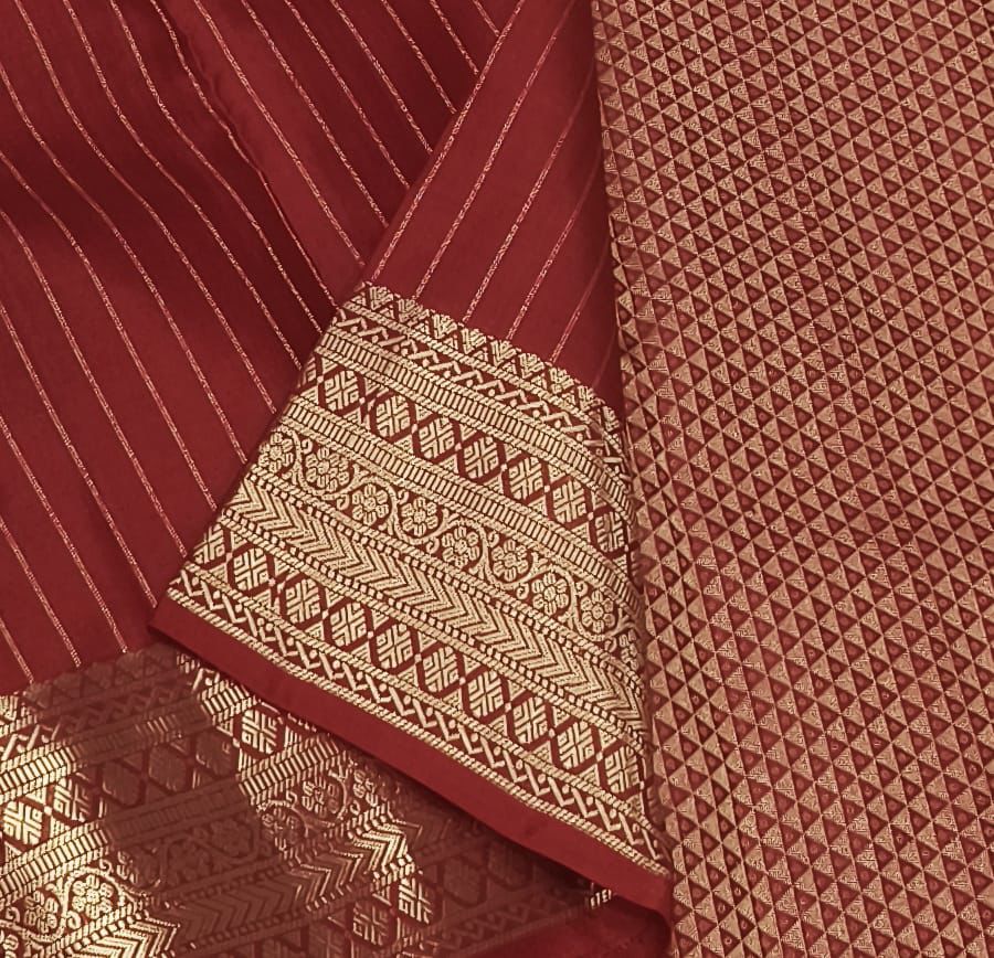 Classic Crimson Red Kanchipuram Handloom Silk Saree SS25508