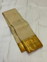 Load image into Gallery viewer, Classic Beige &amp; Mustard 1gm Zari Korvai Kanchipuram Handloom Silk Saree SS25856
