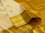Load image into Gallery viewer, Classic Beige &amp; Mustard 1gm Zari Korvai Kanchipuram Handloom Silk Saree SS25856
