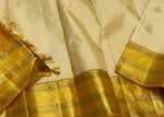 Load image into Gallery viewer, Classic Beige &amp; Mustard 1gm Zari Korvai Kanchipuram Handloom Silk Saree SS25856
