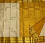 Load image into Gallery viewer, Classic Beige &amp; Mustard 1gm Zari Korvai Kanchipuram Handloom Silk Saree SS25856
