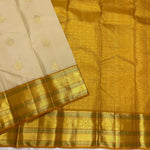Load image into Gallery viewer, Classic Beige &amp; Mustard 1gm Zari Korvai Kanchipuram Handloom Silk Saree SS25856
