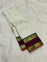 Load image into Gallery viewer, Classic White &amp; Mahogany Red 1gm Zari Kanchipuram Handloom Silk Saree SS25855
