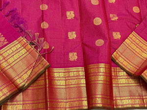 Classic Berry Pink 1gm Zari Kanchipuram Handloom Silk Saree SS25853