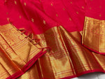 Load image into Gallery viewer, Classic Scarlet Red 1gm Zari Kanchipuram Handloom Silk Saree SS25852
