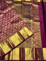 Load image into Gallery viewer, Classic Wine Red 2gm Zari Bridal Elegance Kanchipuram Handloom Silk Saree SS27481
