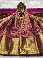 Load image into Gallery viewer, Classic Wine Red 2gm Zari Bridal Elegance Kanchipuram Handloom Silk Saree SS27481

