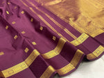 Load image into Gallery viewer, Classic Deep Berry Plum 1gm Vintage Zari Elegance Kanchipuram Handloom Silk Saree SS27522

