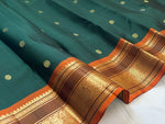 Load image into Gallery viewer, Classic Pine Green &amp; Orange 1gm Zari Butta Elegance Kanchipuram Handloom Silk Saree SS27518
