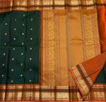 Load image into Gallery viewer, Classic Pine Green &amp; Orange 1gm Zari Butta Elegance Kanchipuram Handloom Silk Saree SS27518
