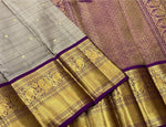 Load image into Gallery viewer, Classic Ash Grey &amp; Vadamalli 1gm Vintage Butta Elegance Kanchipuram Handloom Silk Saree SS27516
