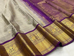 Load image into Gallery viewer, Classic Ash Grey &amp; Vadamalli 1gm Vintage Butta Elegance Kanchipuram Handloom Silk Saree SS27516
