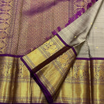 Load image into Gallery viewer, Classic Ash Grey &amp; Vadamalli 1gm Vintage Butta Elegance Kanchipuram Handloom Silk Saree SS27516
