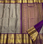 Load image into Gallery viewer, Classic Ash Grey &amp; Vadamalli 1gm Vintage Butta Elegance Kanchipuram Handloom Silk Saree SS27516
