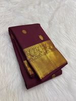 Load image into Gallery viewer, Classic Dark Maroon Elegance Kanchipuram Handloom Silk Saree SS27828
