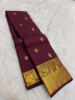 Load image into Gallery viewer, Classic Dark Maroon Elegance Kanchipuram Handloom Silk Saree SS27828
