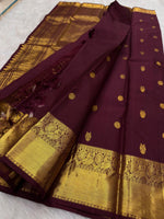Load image into Gallery viewer, Classic Dark Maroon Elegance Kanchipuram Handloom Silk Saree SS27828
