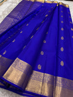 Load image into Gallery viewer, Classic Robin Blue Elegance Kanchipuram Handloom Silk Saree SS27829
