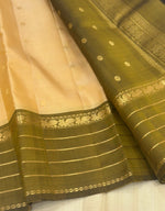 Load image into Gallery viewer, Classic Corn Yellow &amp; Olive Mustard 1gm Zari Elegance Kanchipuram Handloom Silk Saree SS28027
