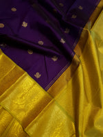 Load image into Gallery viewer, Classic Violet &amp; Lime Green 2gm Zari Korvai Bridal Elegance Kanchipuram Handloom Silk Saree SS28043
