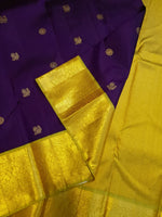 Load image into Gallery viewer, Classic Violet &amp; Lime Green 2gm Zari Korvai Bridal Elegance Kanchipuram Handloom Silk Saree SS28043
